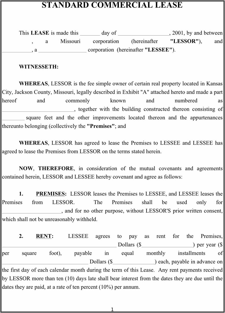 Commercial Lease Template Free Download