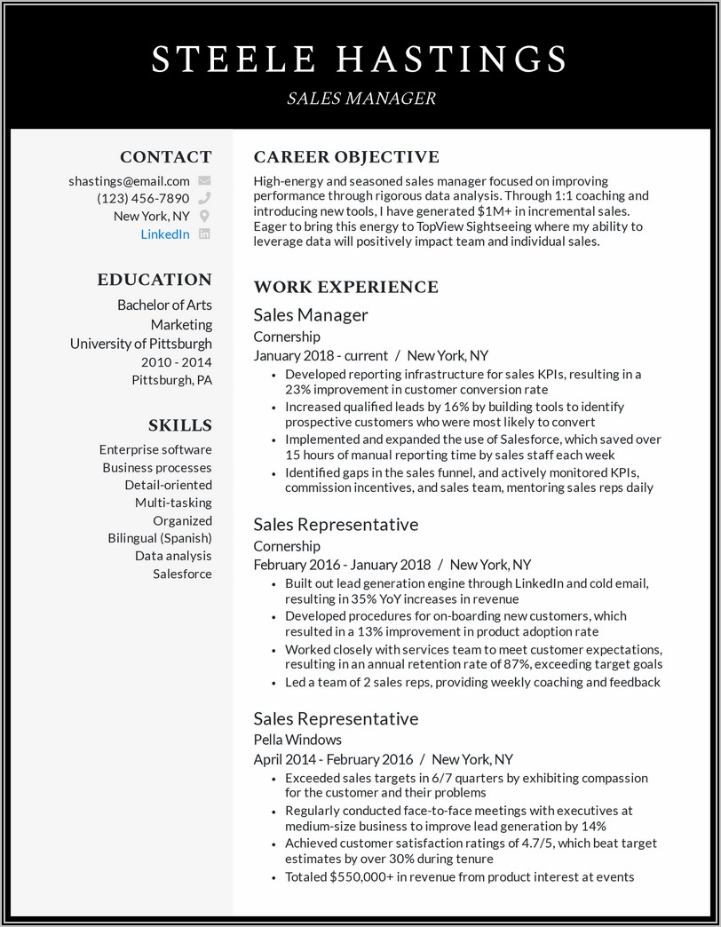 Cv Template For Sales Jobs