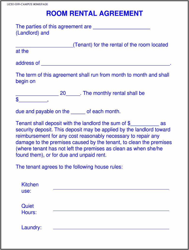 Fillable Rental Agreement Template