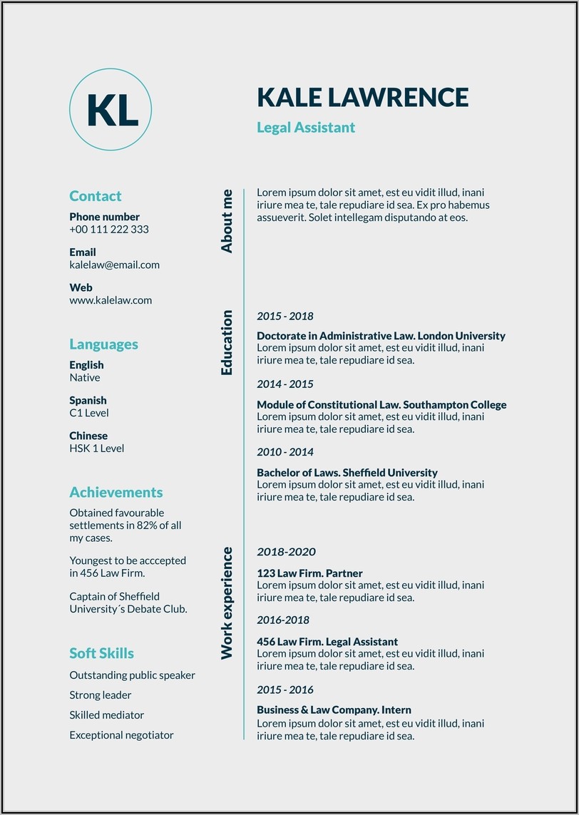 Free Legal Assistant Resume Template