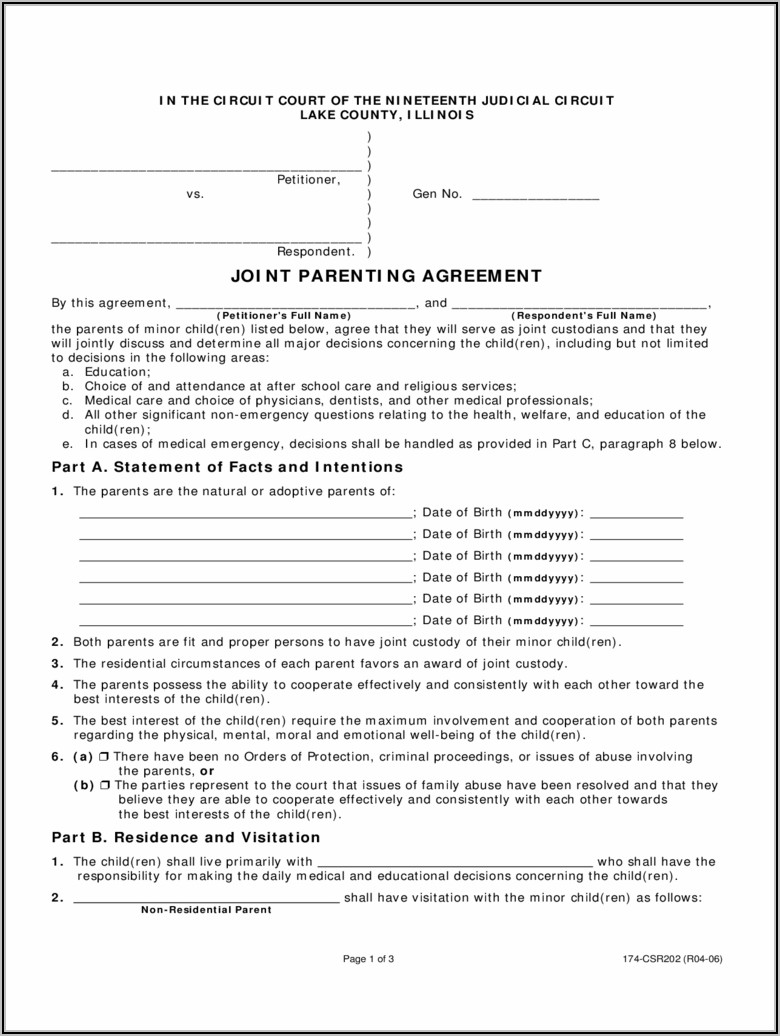 Parenting Agreement Template Illinois