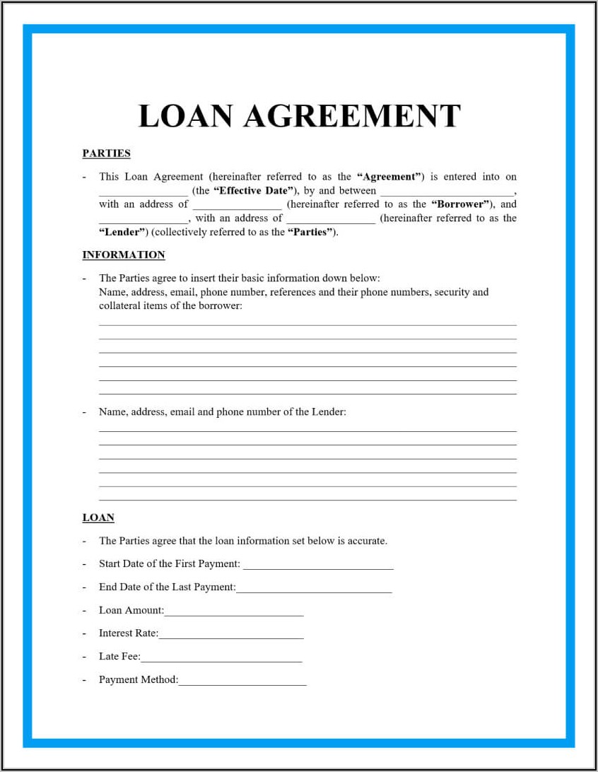Personal Loan Agreement Word Document