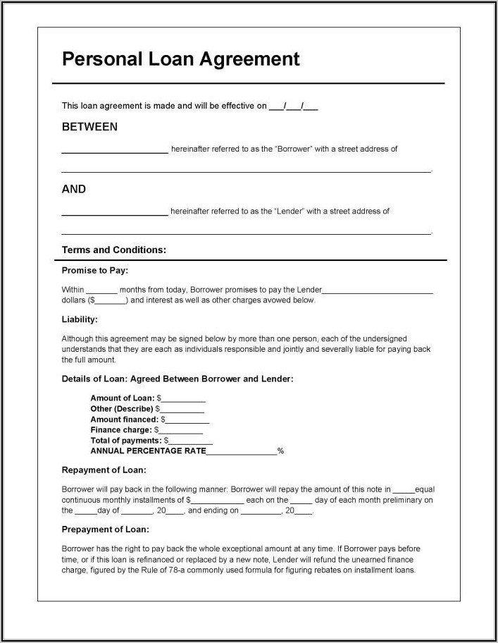 Personal Loan Agreement Word Format