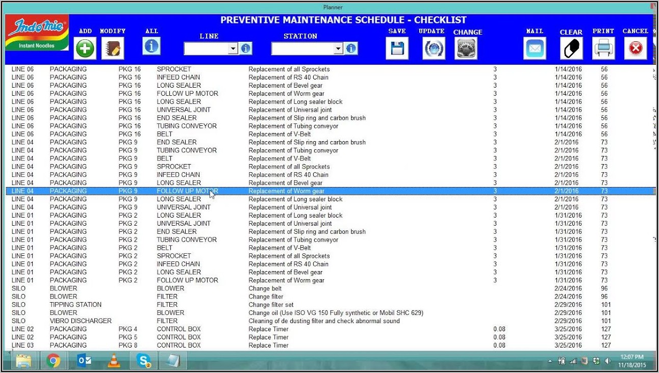 Preventive Maintenance Schedule Excel