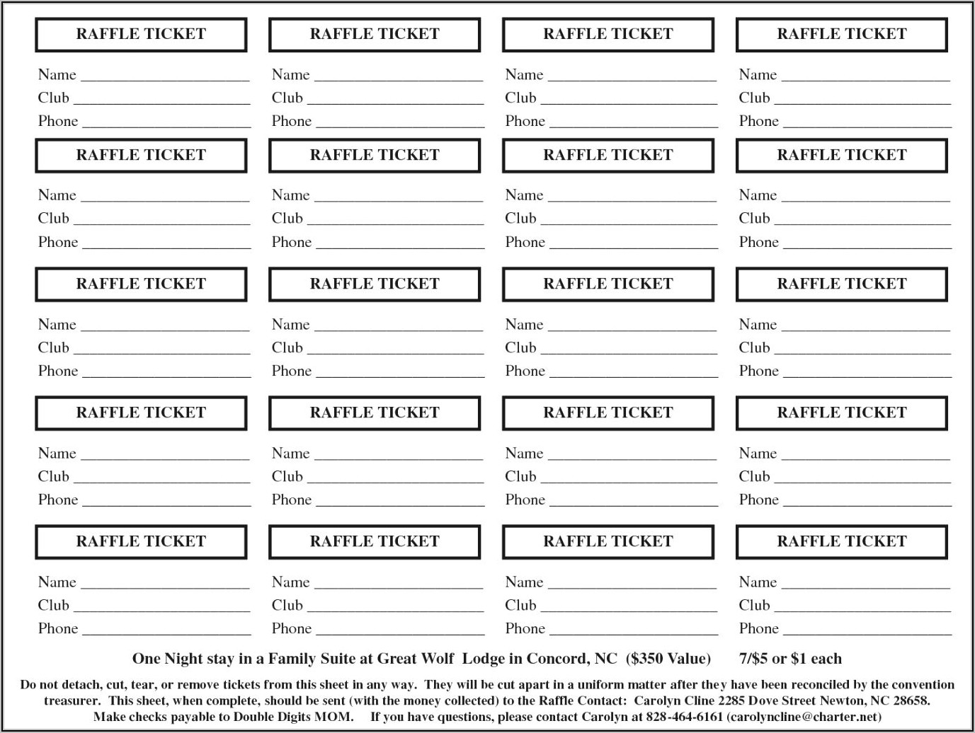 Printable Numbered Ticket Template