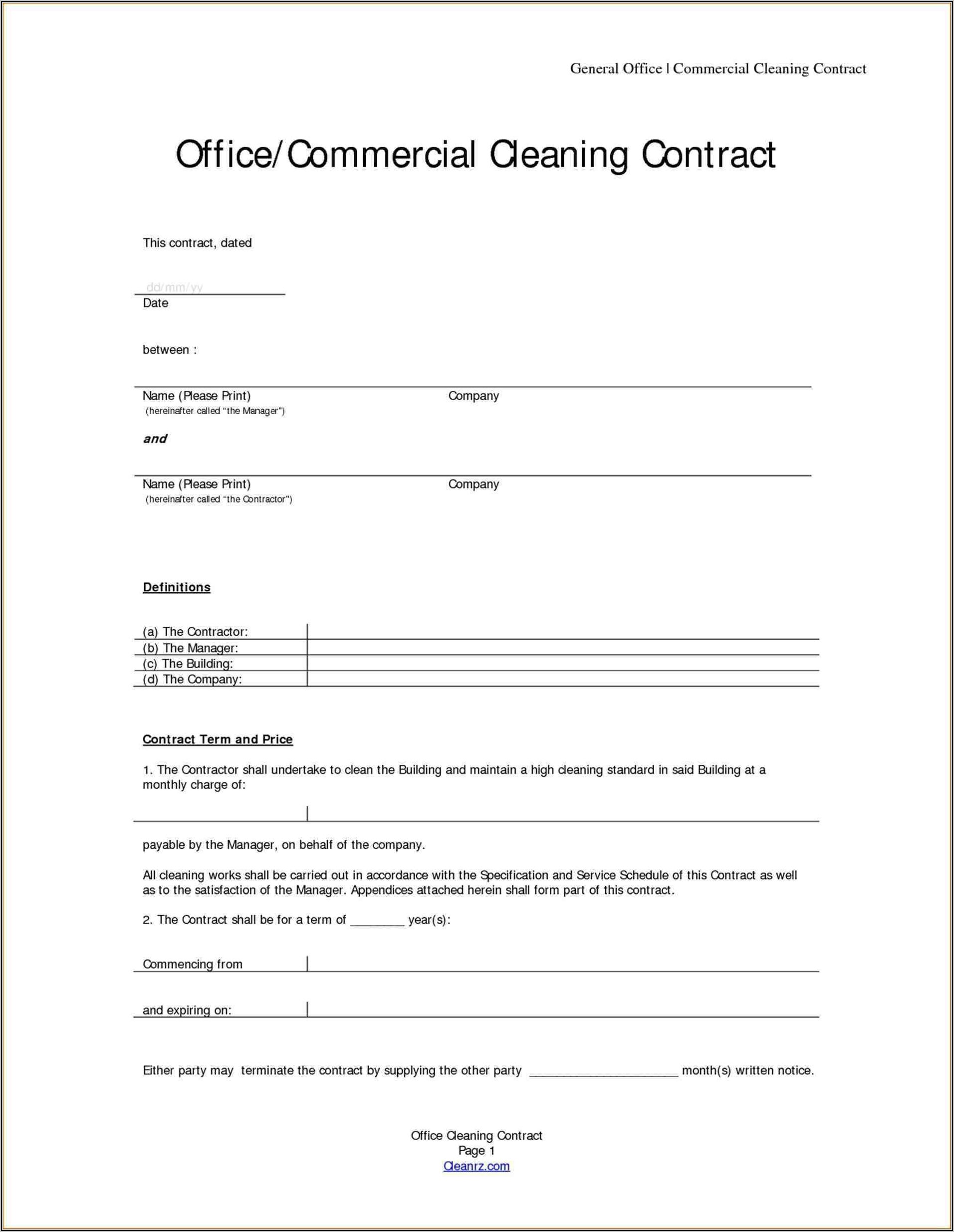Proposal For Janitorial Services Template