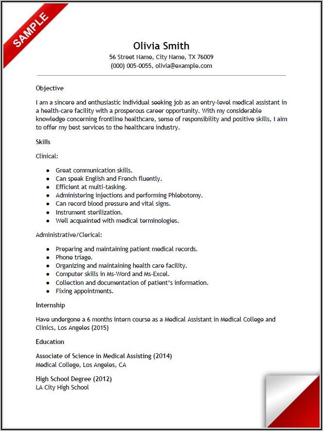 Resume Samples For Medical Assistant With No Experience
