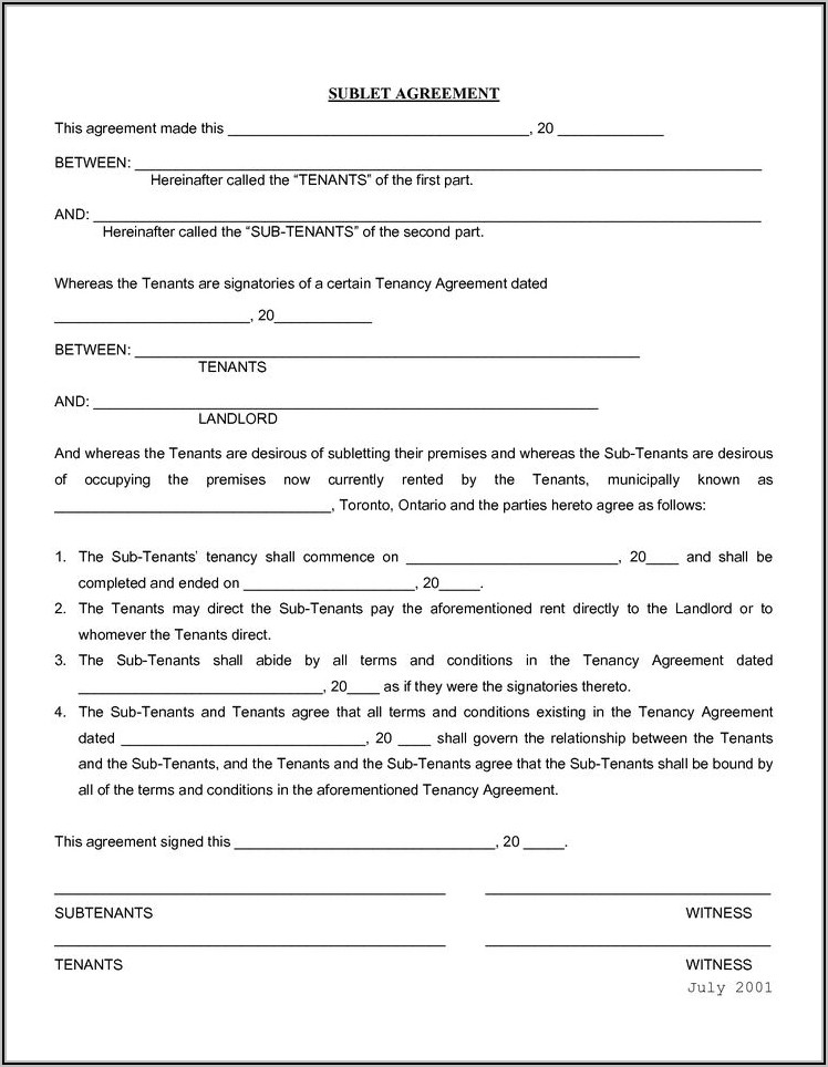 Roommate Contract Template Ontario