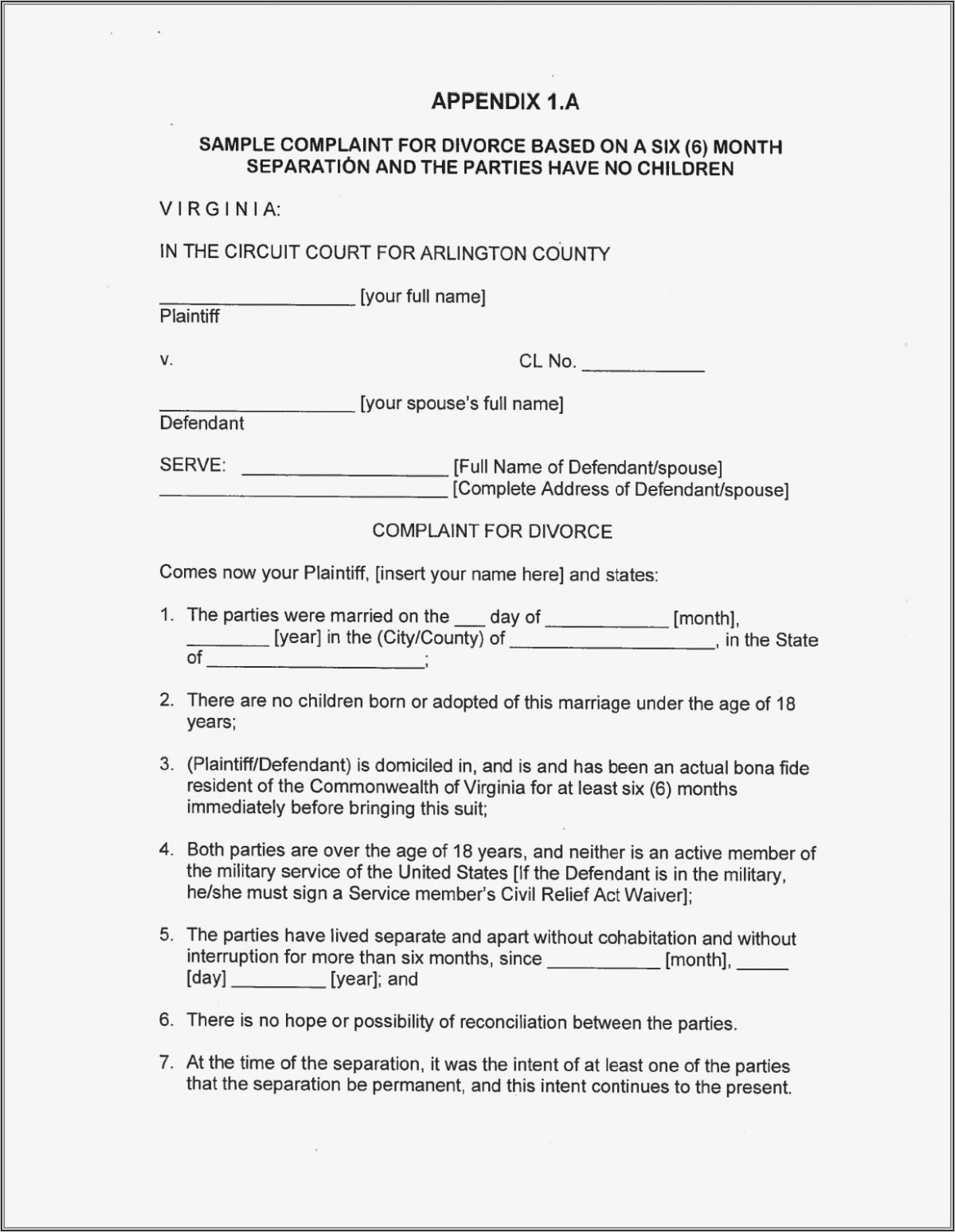 Separation Agreement Maryland Template