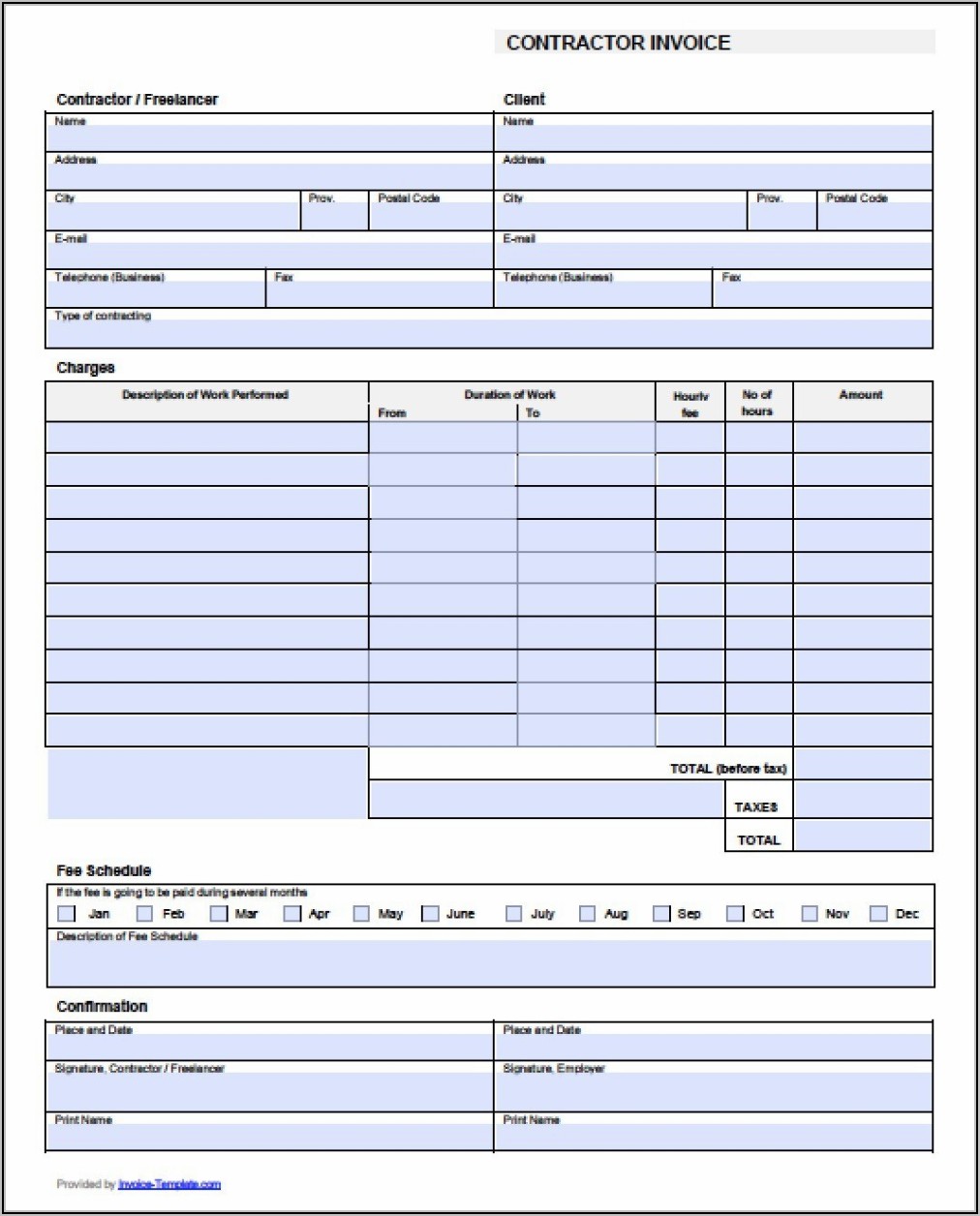 Template For Invoices Excel