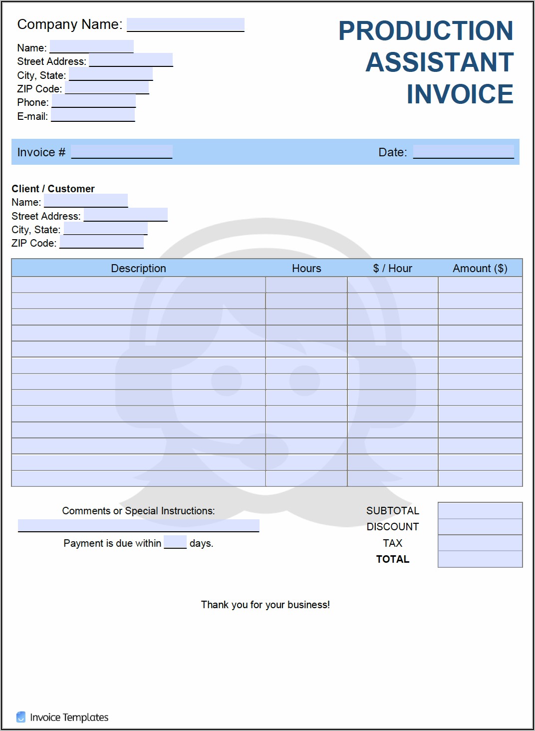 Tv Production Invoice Template