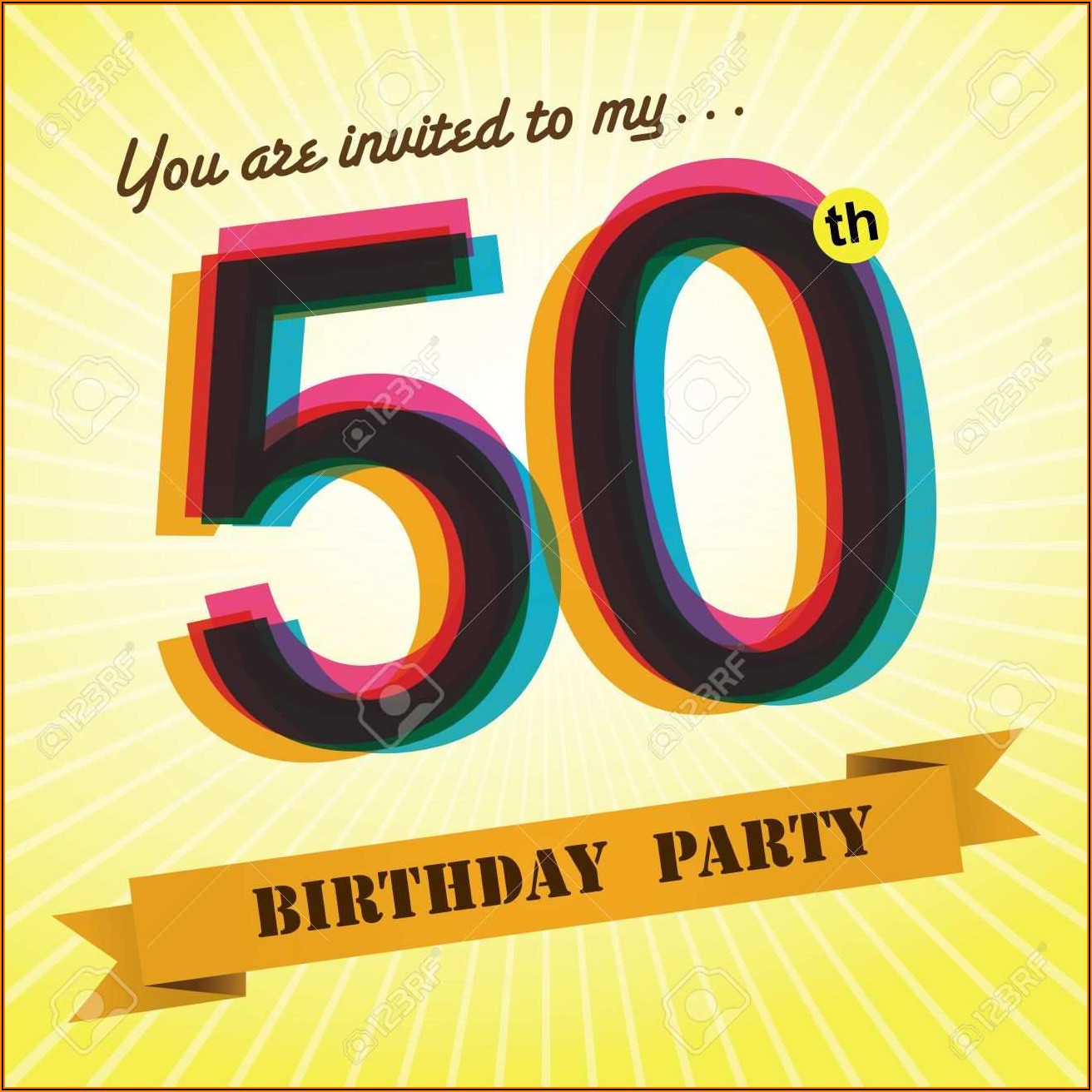 Blank 50th Birthday Invitation Template