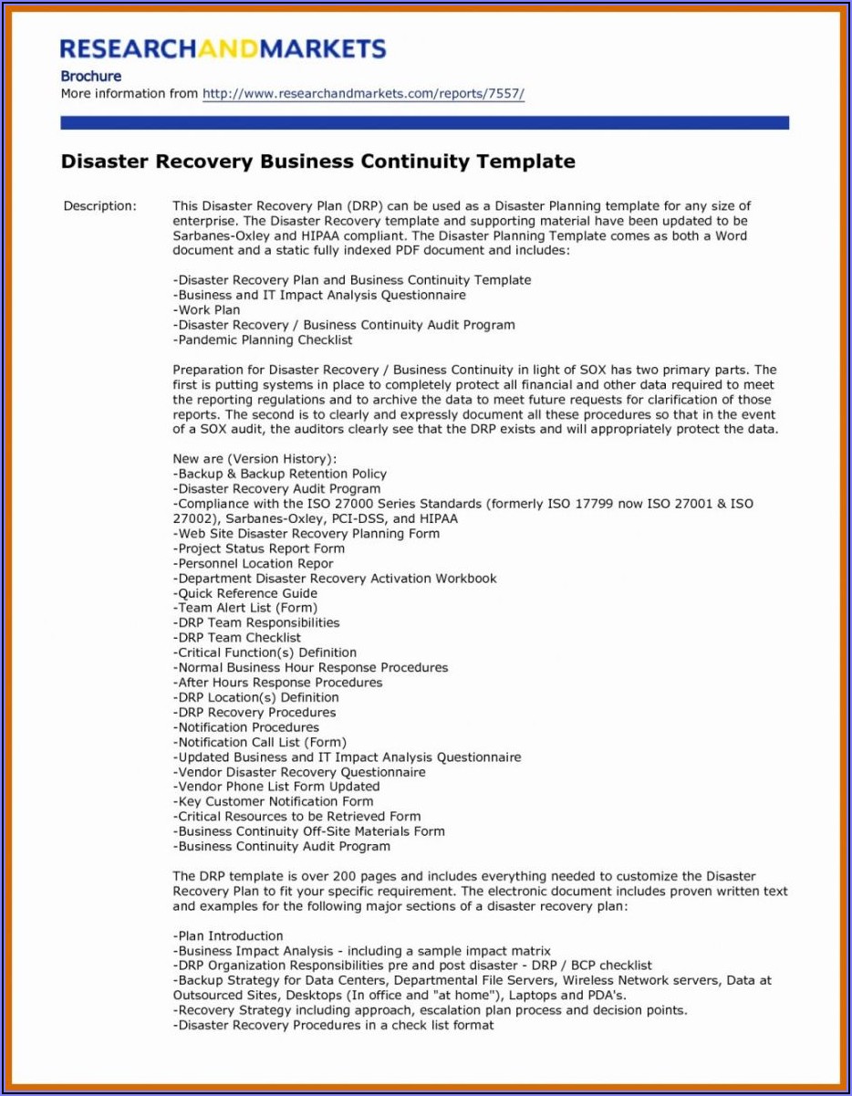 Business Continuity Plan Checklist Template