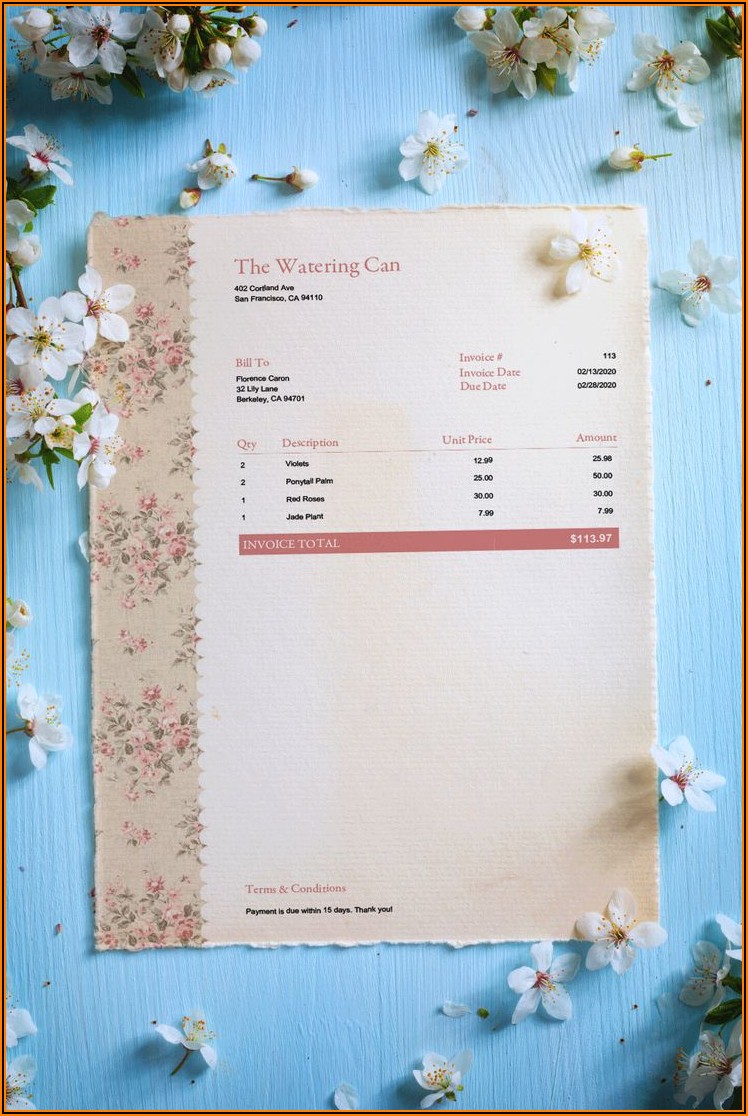 Flower Invoice Template