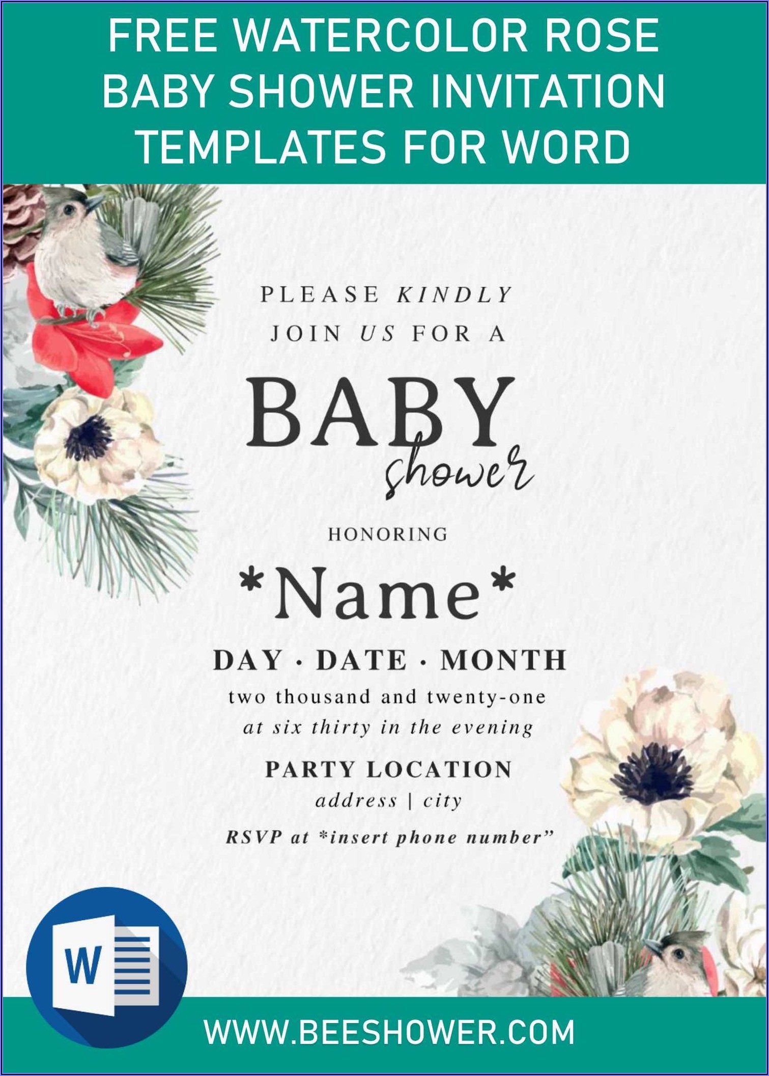 Free Baby Shower Invitation Templates For Word