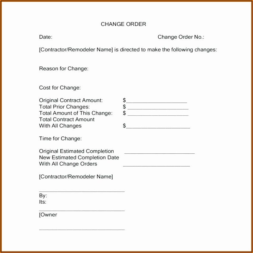 Free Change Order Form Excel