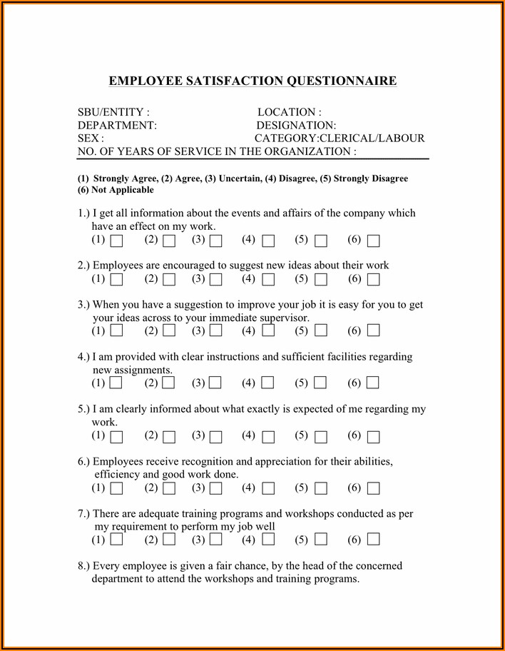 Free Employee Satisfaction Survey Template Excel