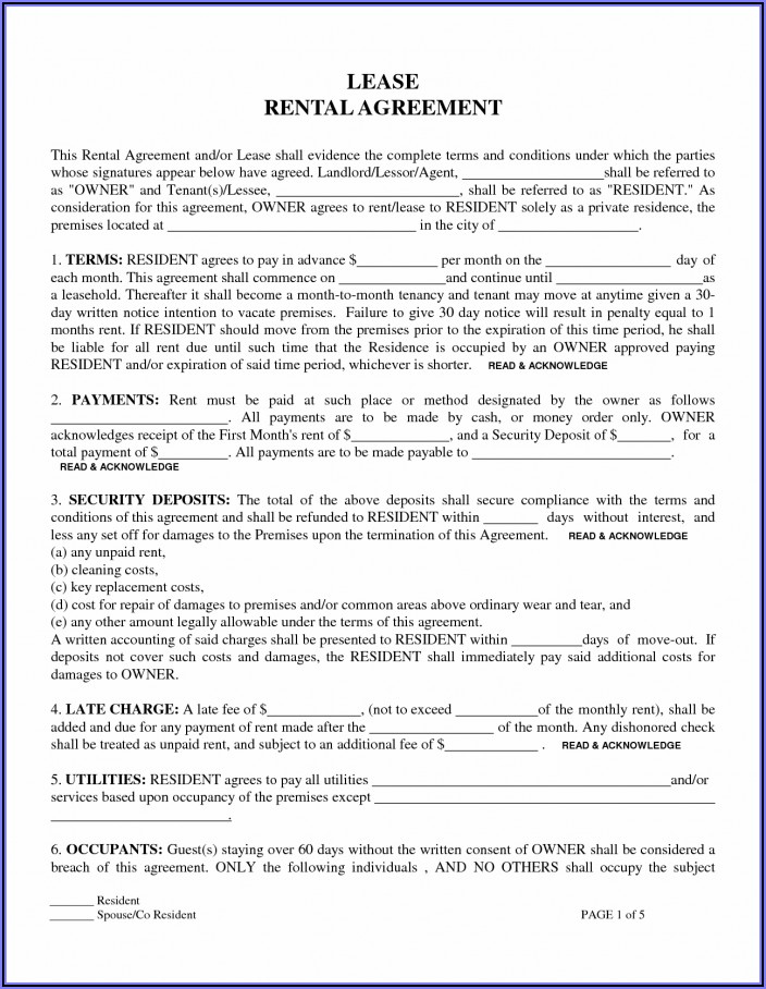 Free Residential Lease Agreement Template California