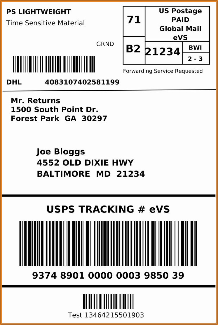 Free Shipping Label Format