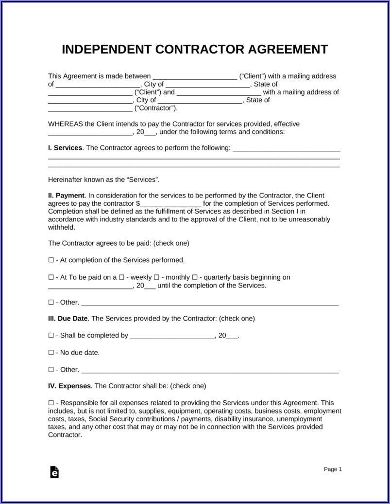 Independent Contractor Agreement Template Bc