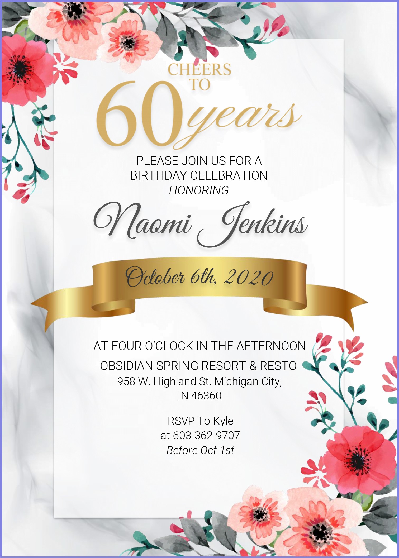 Invitation Templates For 60th Birthday Party