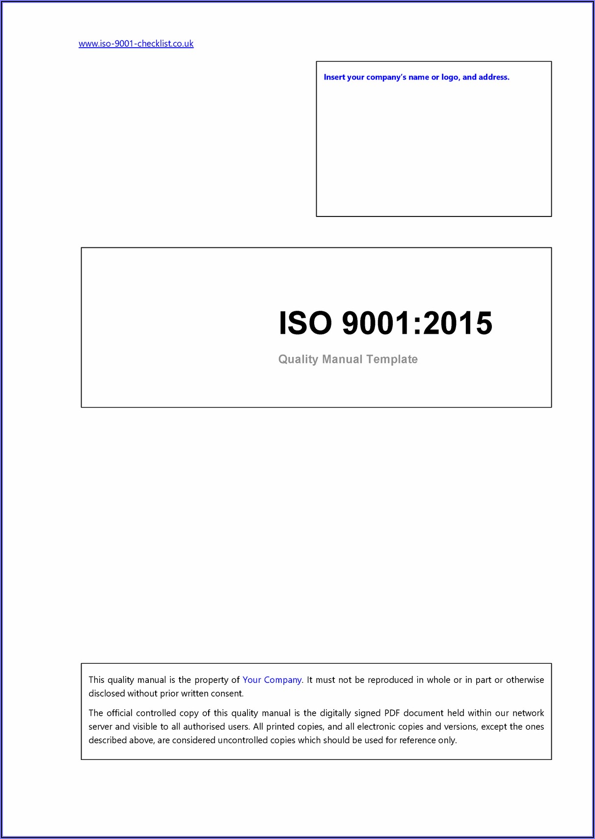 Iso Quality Manual Template