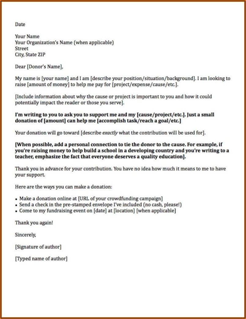 Letter Asking For Donations Template