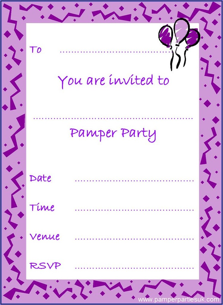 Pamper Party Invitation Templates Free