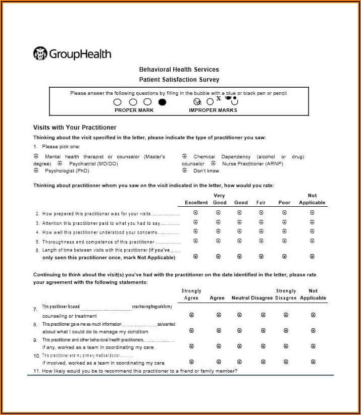 Patient Satisfaction Survey Questionnaire Free