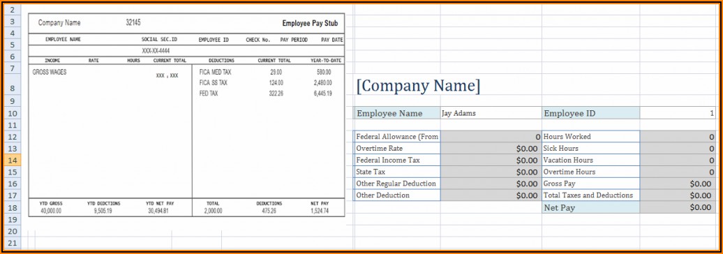Pay Stub Template Excel