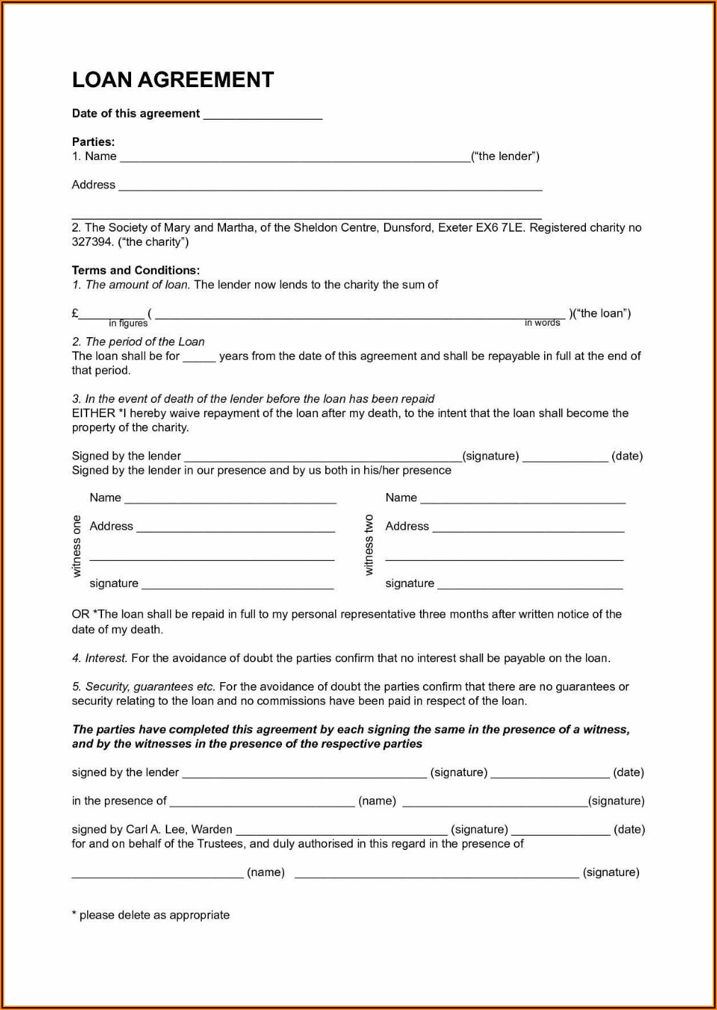 Personal Loan Agreement With Collateral Template