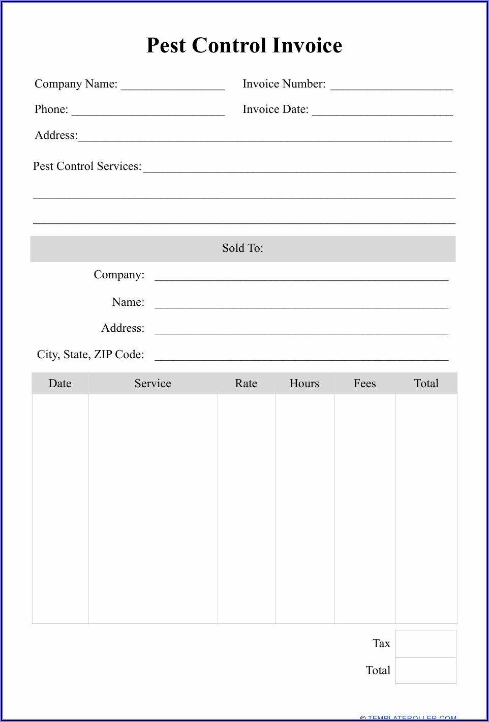 Pest Control Forms Templates Free