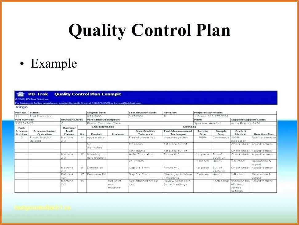 Quality Control Plan Template Excel Free