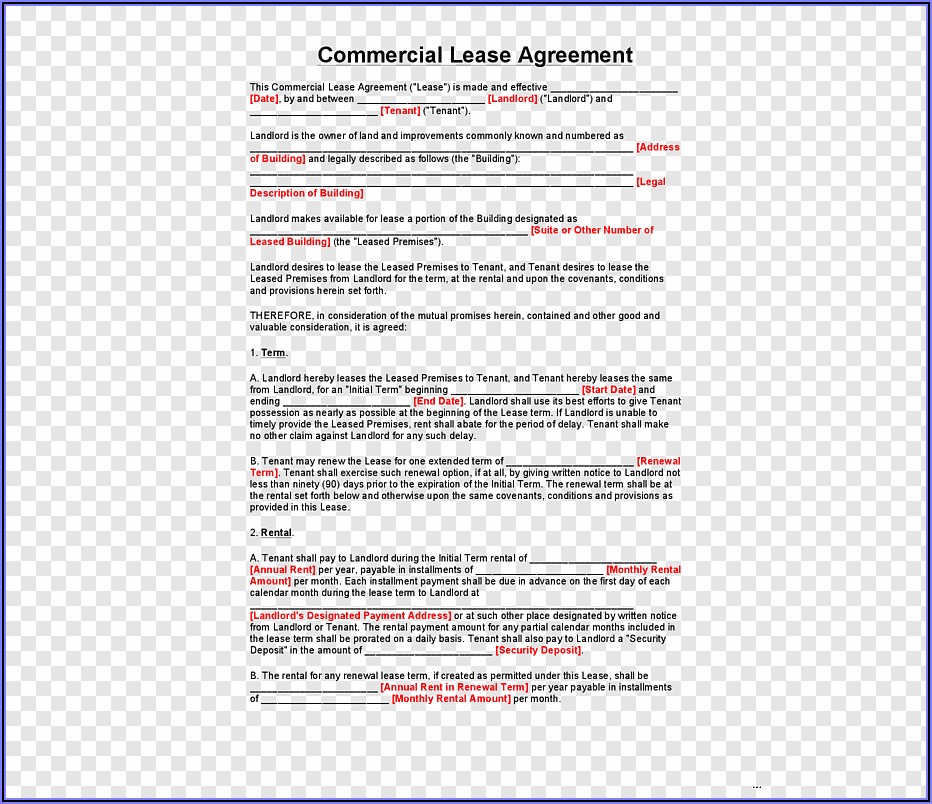 Renewal Lease Agreement Template
