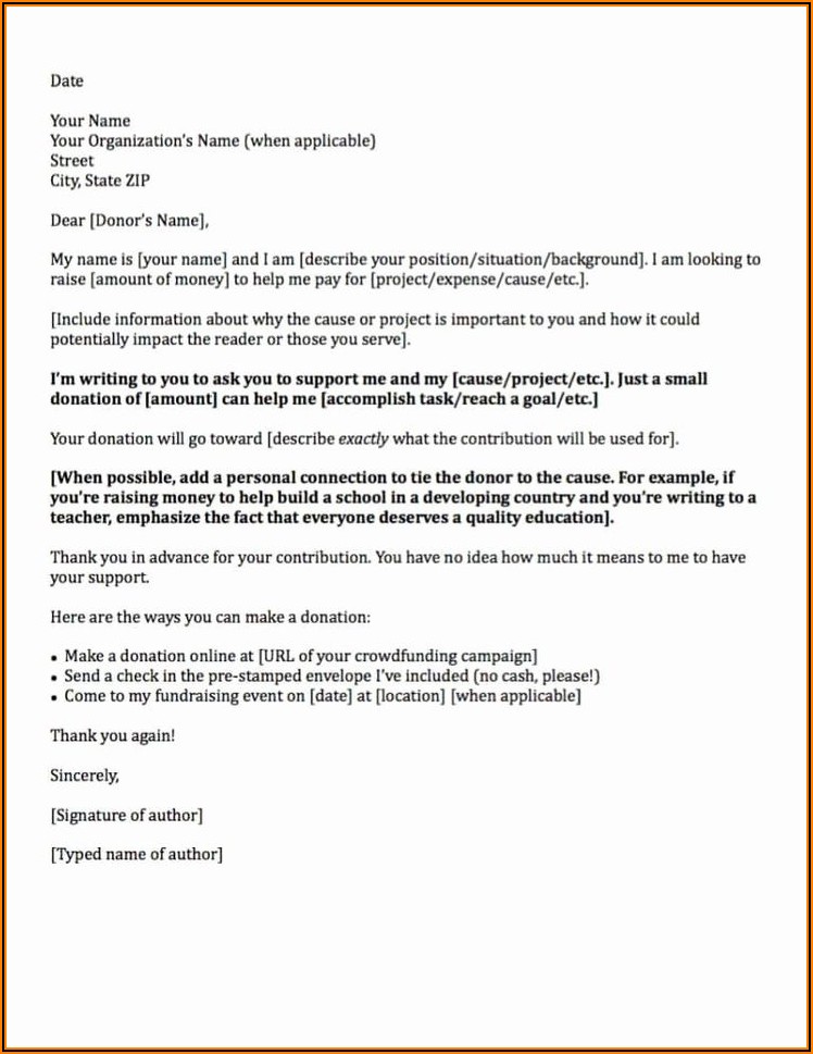 Sample Letter Asking For Donations Template