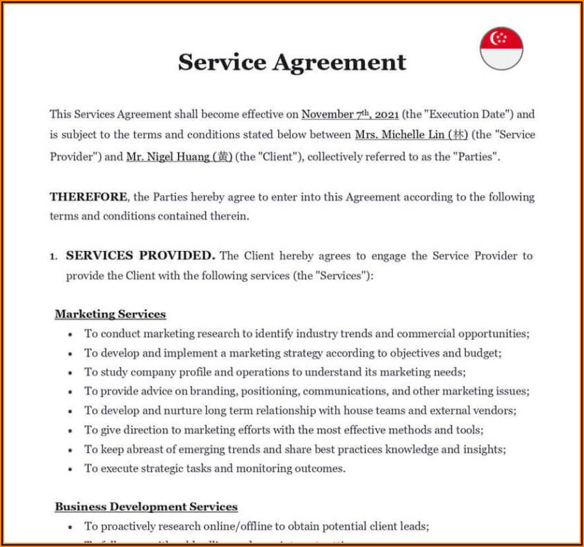 Service Contract Terms And Conditions Template