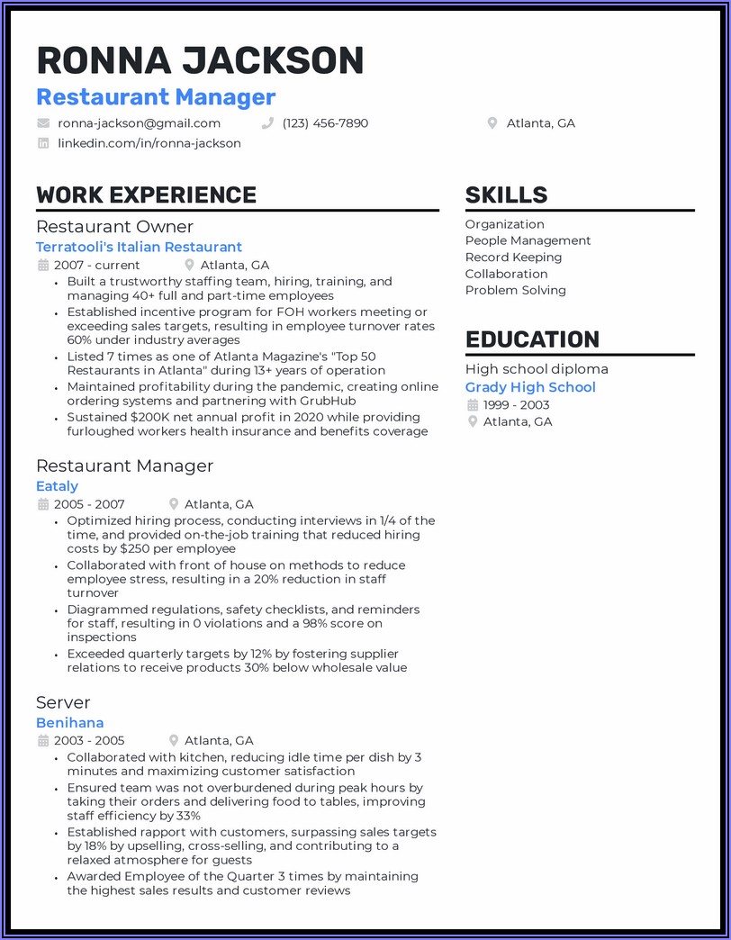 Small Business Owner Resume Template Free