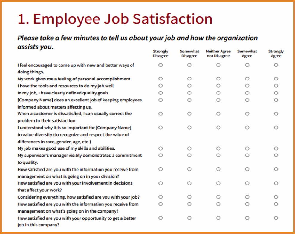 Staff Satisfaction Survey Template Free