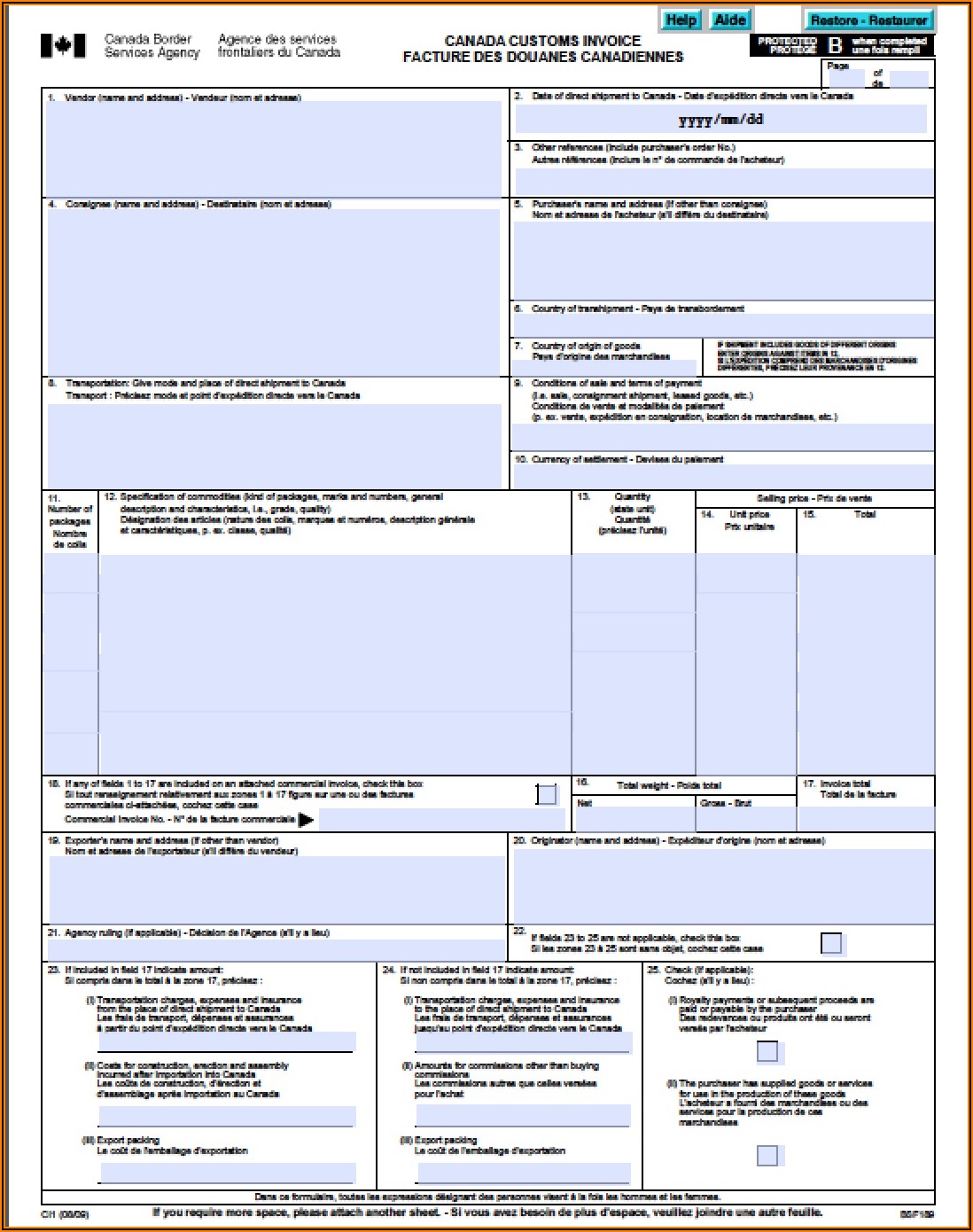 Word Invoice Template Canada
