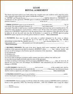 Free Residential Lease Agreement Forms To Print