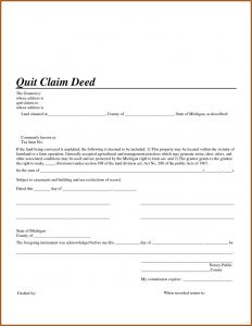Quick Claim Deed Form Michigan