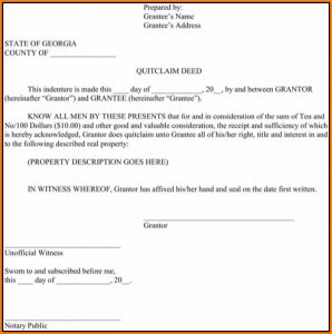 Quitclaim Deed Form Georgia