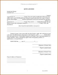 Quitclaim Deed Form Texas