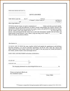 Quitclaim Deed Form Uk
