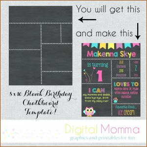 1st Birthday Chalkboard Sign Template Free