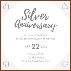 25th Wedding Anniversary Invitation Templates