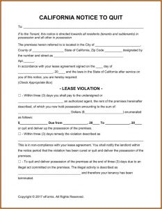 30 Day Eviction Notice California Template