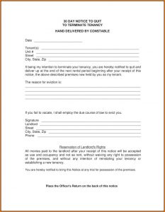 30 Day Eviction Notice Template Nc