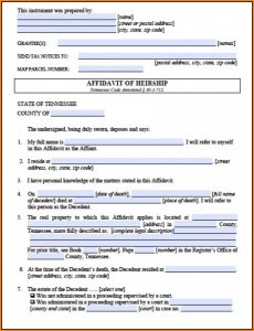Affidavit Of Heirship Form Tennessee