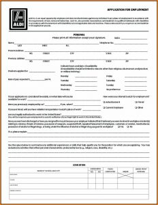 Aldi Printable Job Application Form